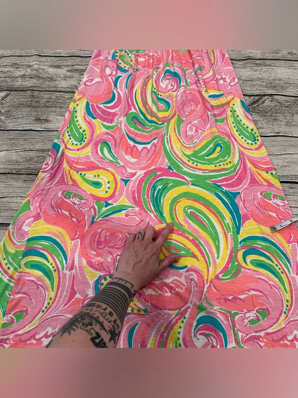 Lilly Pulitzer Pink Paisley Graphic Print Strapless Maxi Dress Size Medium - Picture 9 of 9